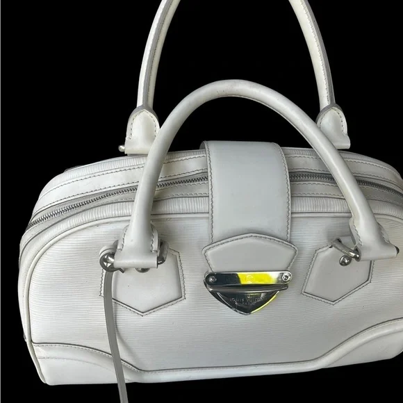 LOUIS VUITTON Epi GM Montaigne Bowling in white silver hardware